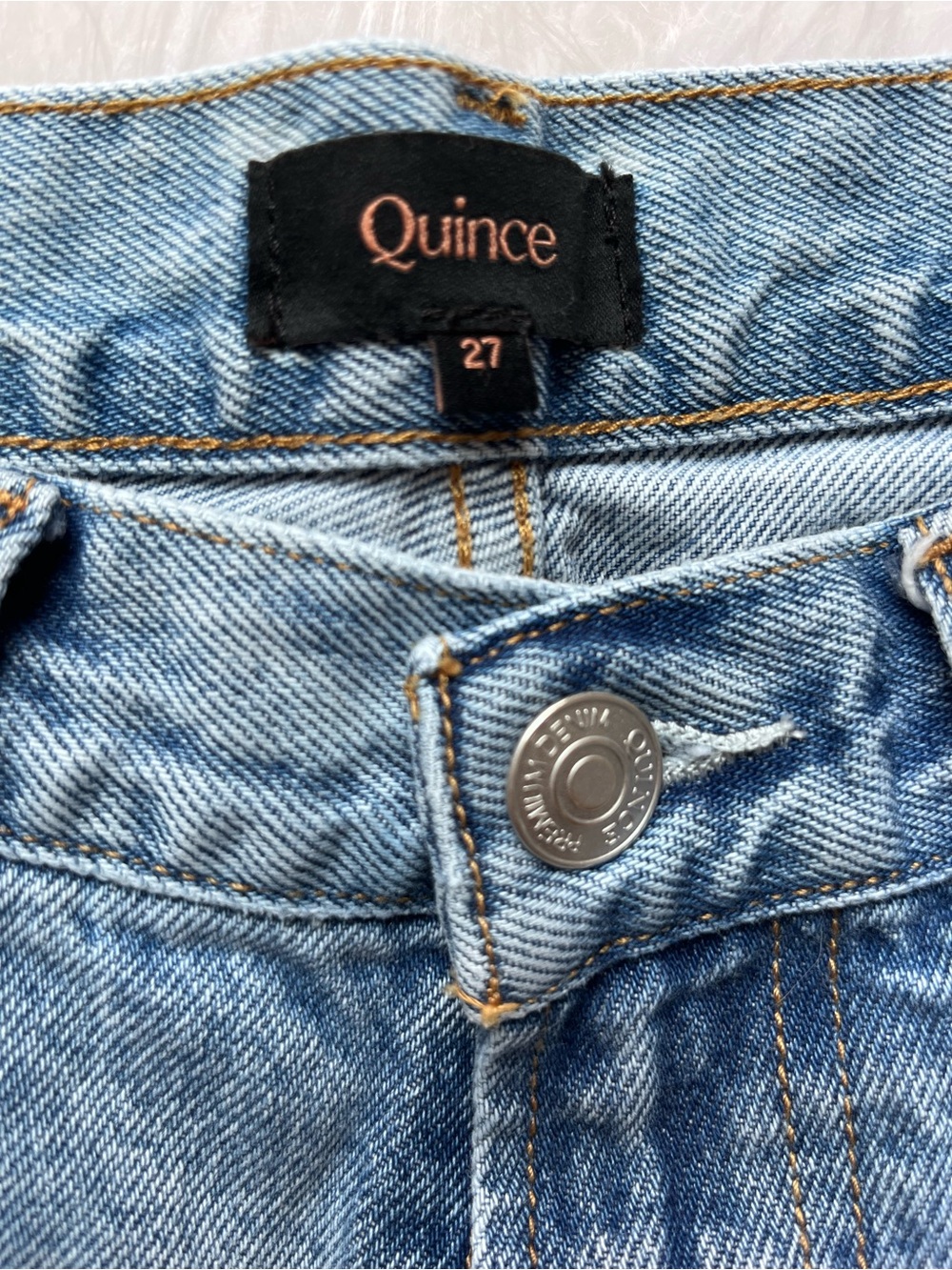 Quince Bella Rigid Straight Jeans - Powder Blue Raw Hem - Picture 11 of 15